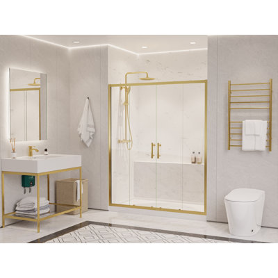 60'' - W x 70'' H Double Added Door Framed Shower Door with