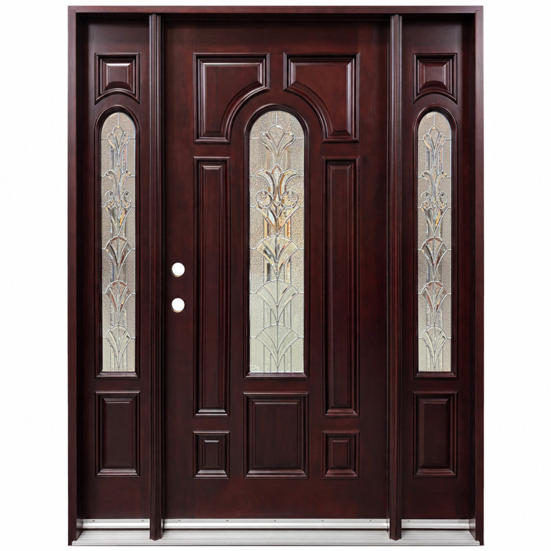 Portes d'entrée extérieures pré-installées en acajou prêtes à installer pour l'extérieur, H 80 po x l 72 po x P 1,75 po, Oui
