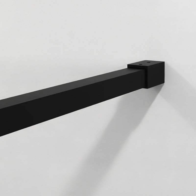 Porte de moustiquaire de douche noire de 34 po pour verre trempé épais de style barre supérieure réglable, support solide de 0,2 po à assembler au mur requis