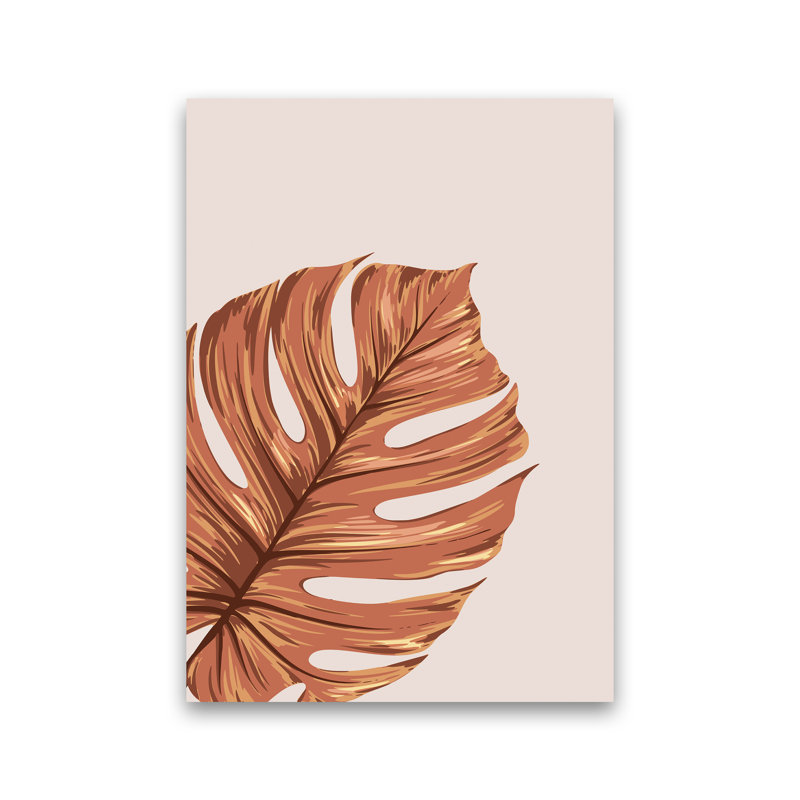 Monstera Leaf Teracotta - Print, 84cm H x 59.4cm W x 4cm D, No Framed