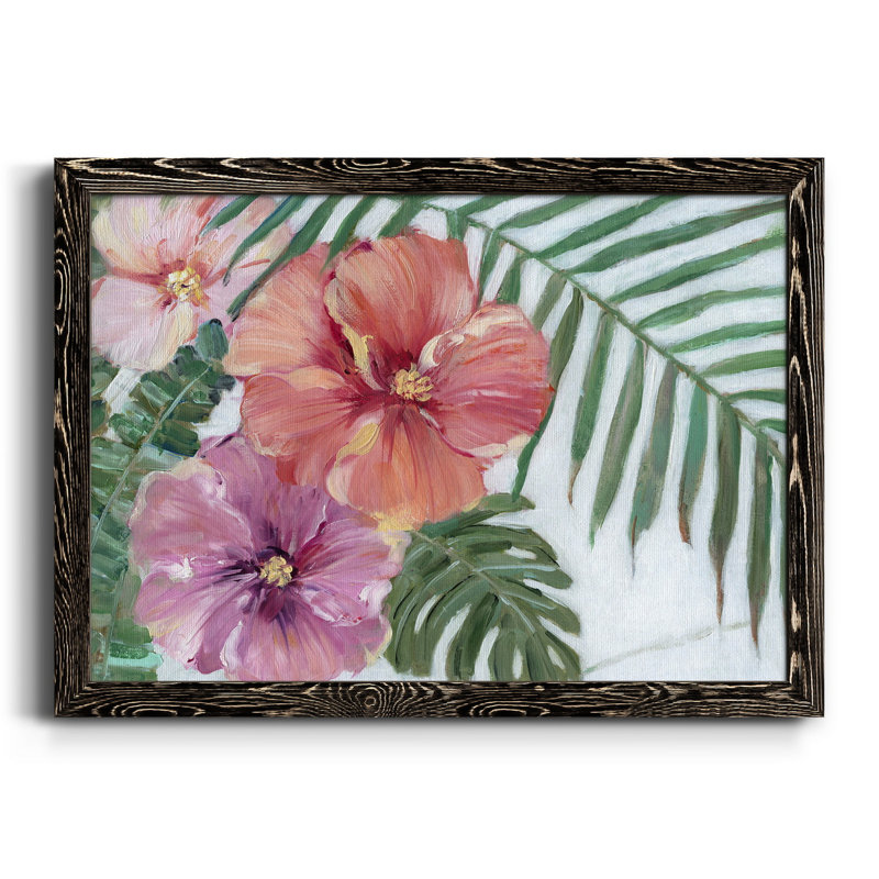 Blooming Hibiscus - Reproduction d'art sur toile encadrée, Toile encadrée noire, H 37,5 po x l 27,5 po x P 1,5 po