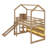 Twin Size Wood House Loft Bed With Shelves And Light-836489510