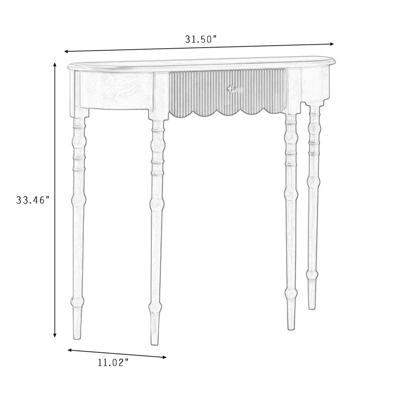 Console noire en bois massif, 31.5, Noir