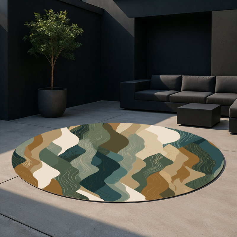 Aurora Veins Indoor And Outdoor Area Rug, Round 5'