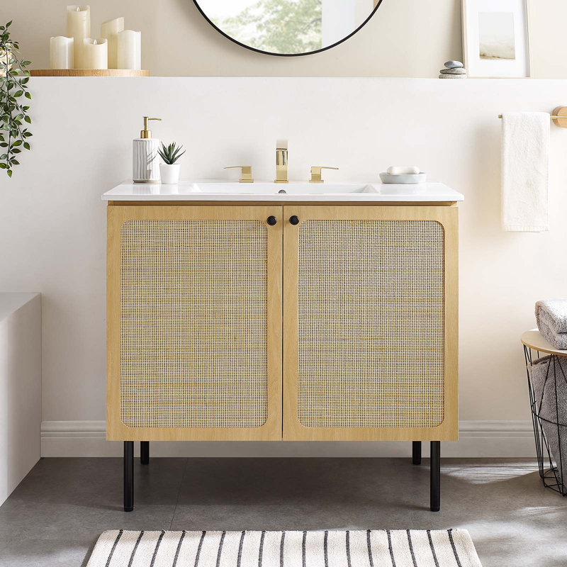 Base de meuble-lavabo simple 35 po Modway, Chêne
