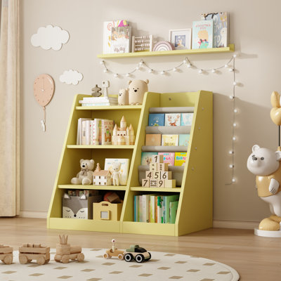 Wooden Toy Storage Organizer Cabinet Kids Bookshelf Children Bookcase Toddler Baby Sling Book Rack Shelf For Playroom Bedroom Nursery Hallway School by Ophelia & Co.