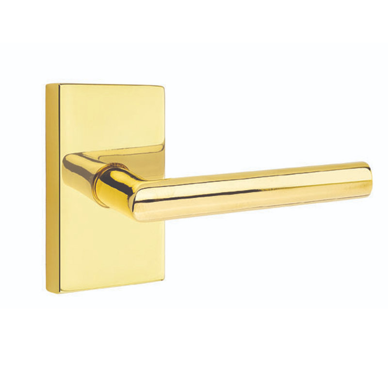 Levier de porte avec rosette pour la vie privée (lit et bain), Droite, Laiton non laqué