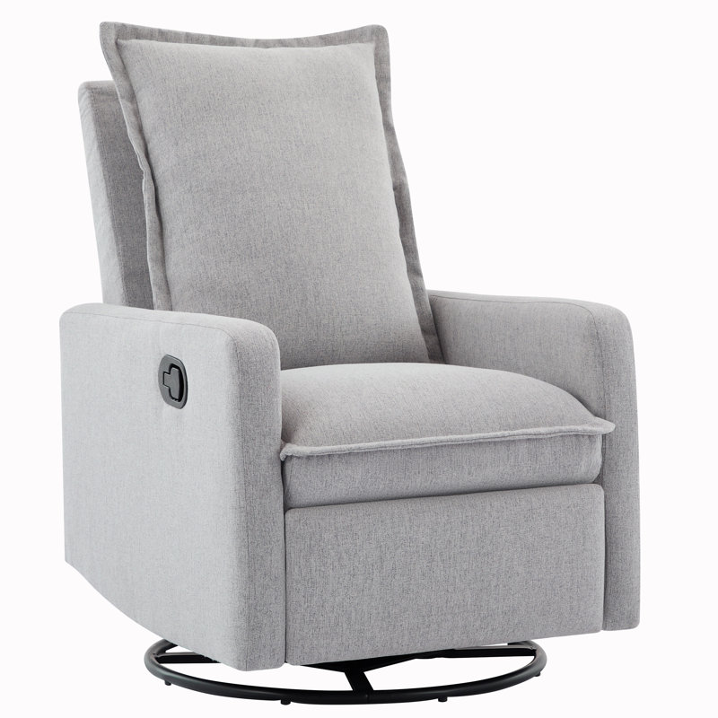 Glider Rocker Recliner, Rocking Chair Nursery, Gray Linen