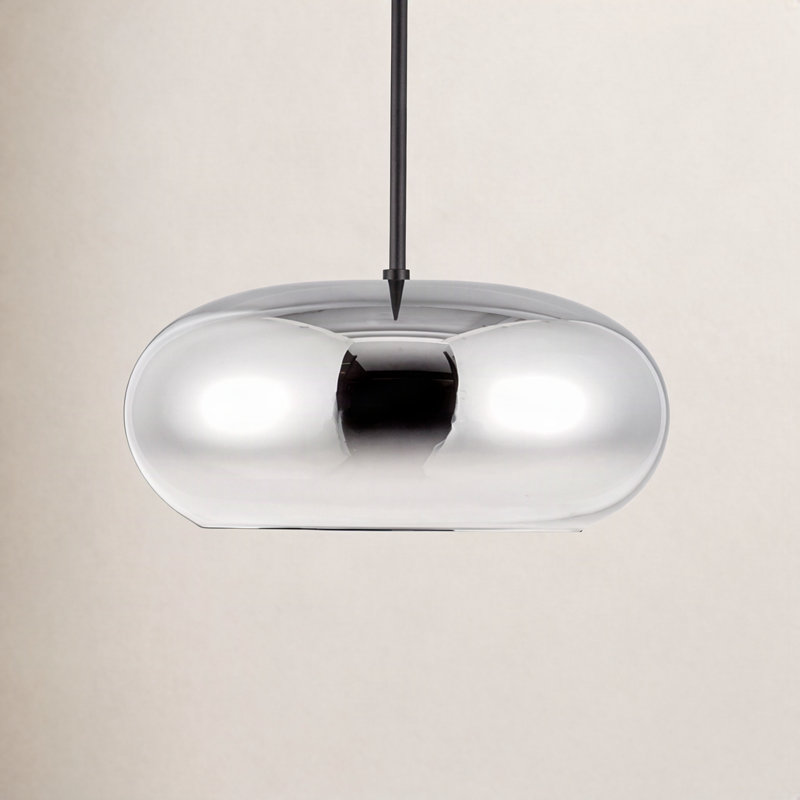 1-Light Single Drum LED Pendant, Chrome