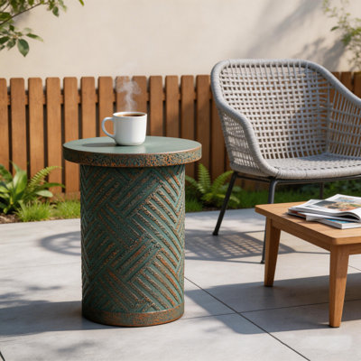 Table de bout ronde en ciment Peacock