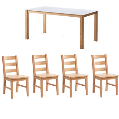 Simple solid wood rock plate dining table sets.