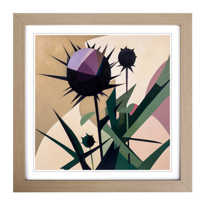 Thistle Suprematism No.5 - Single Picture Frame Print on Wood