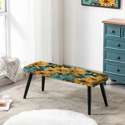 Sunflower Shores - motif tropical I - Banc rembourré noir Tropical