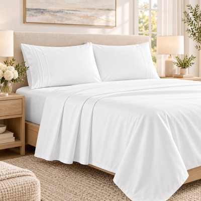 Ensemble de draps 4 pièces en microfibre brossée avec poche profonde de 16 po, gris foncé