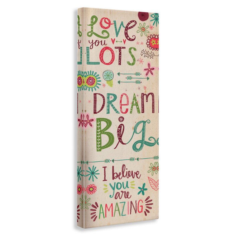 Art mural Kranz «Love You Lots Dream Believe», H 24 po x l 10 po