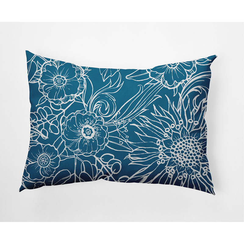 Cuban Flare Print Faux Linen Textured Pillow, Teal