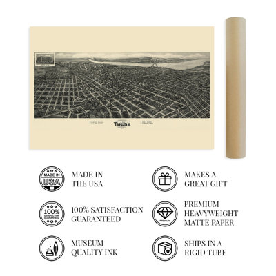 " 1918 Tulsa Oklahoma Map " Print