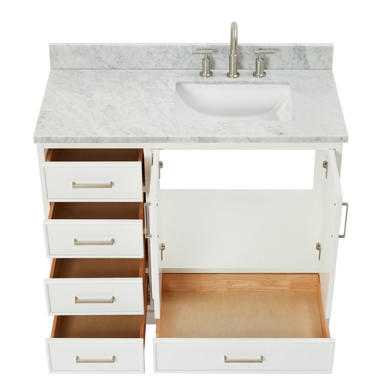 Ensemble de meuble-lavabo simple 43 po avec plateau Abita, Oui, Rectangular, Blanc