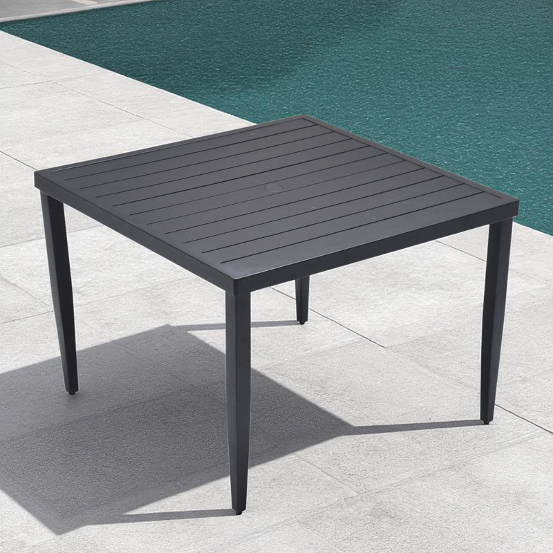 Everly 40"X40" High-End Luxury Aluminum Outdoor Patio Square Dining Table With Tapered Feet & Umbrella Hole