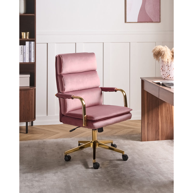 Canora Grey Velvet Office Chair, Pink