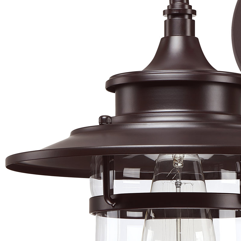 Industrial Farmhouse Oil Rubbed Bronze Outdoor Wall Lantern With Clear Glass Shade, E26 Porch Light Fixture For Front Door, Patio, Garage And Corridor