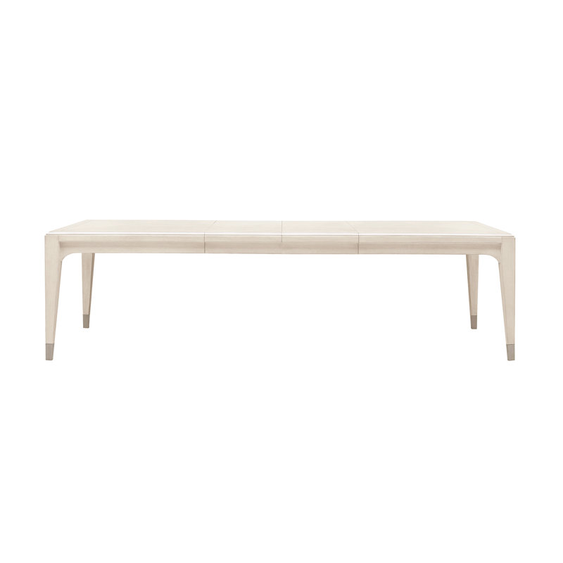 Beige and White Extendable Wood Rectangular Dining Table