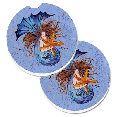 Ceramic Round 2 Piece Car Coaster Set