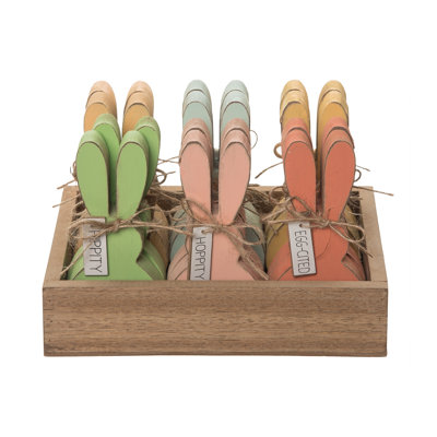  Ensemble de 12 décorations en bois 7,87 po Multicolor