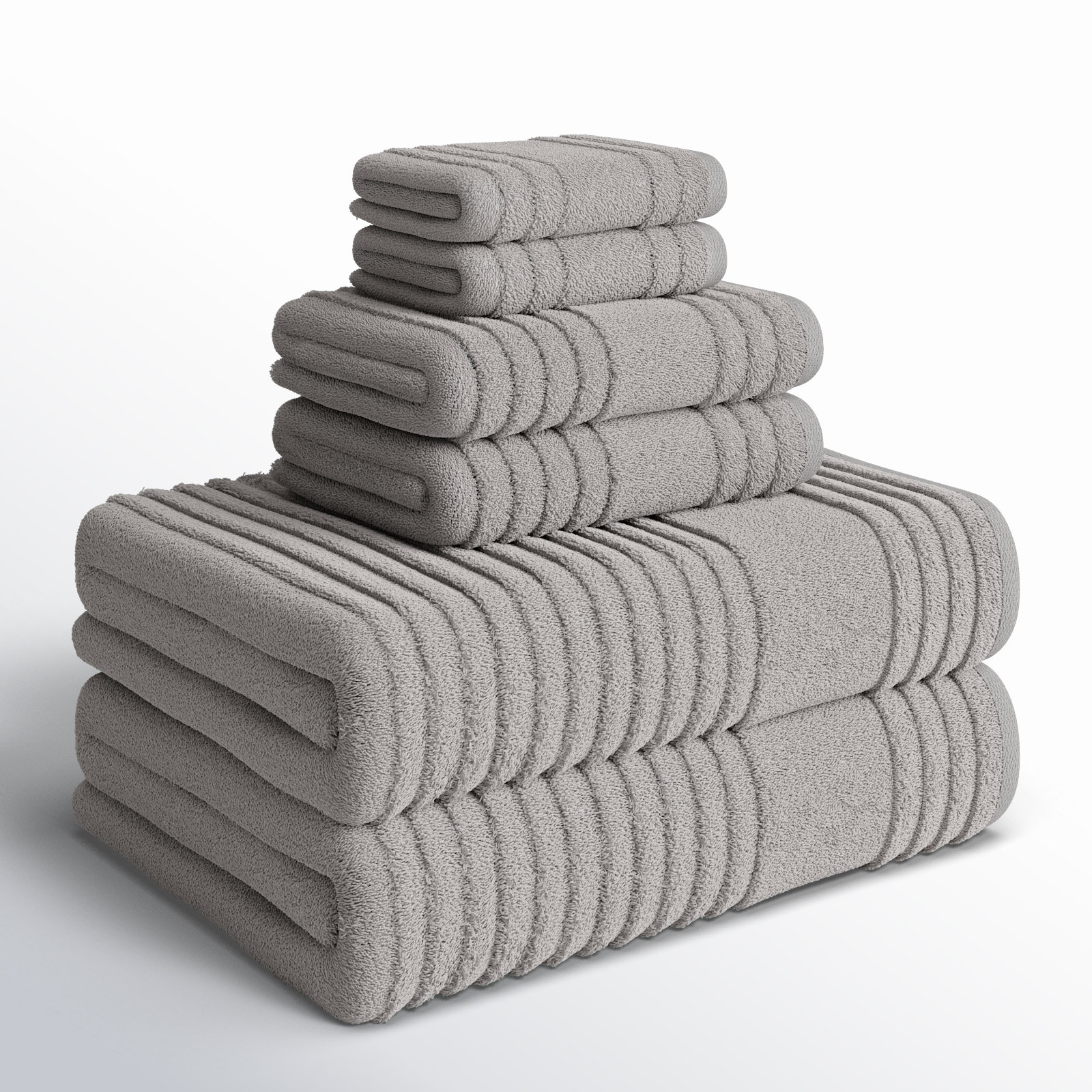 Depew 6-Piece Turkish Cotton Towel Set, Dolphin Gray
