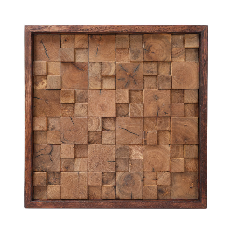 Rustic Cubic Hardwood Abstract Wall Art, 18" x 18"