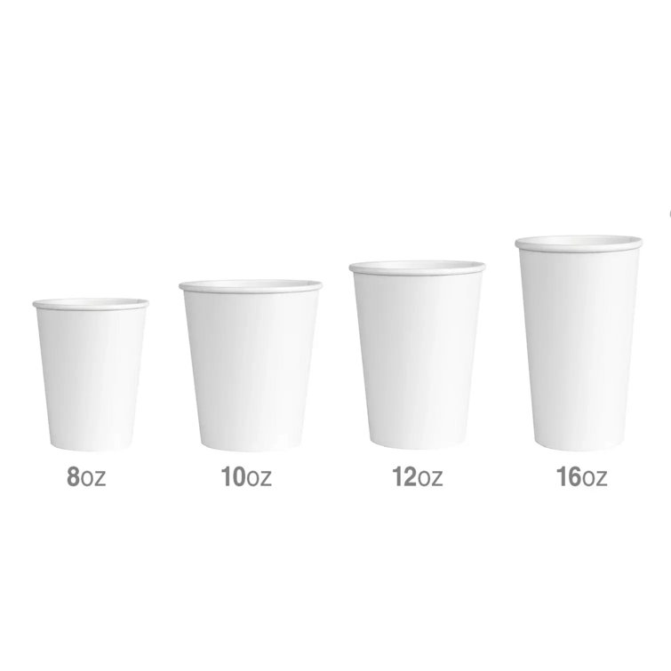 8 oz. Disposable White Paper Cups Coffee Cups with Lids 100 set