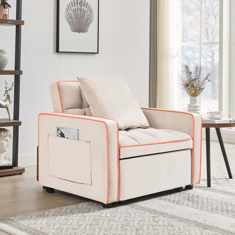 Trois-en-un Canapé-lit Canapé-lit pliant Canapé-lit ajustable, Velours beige