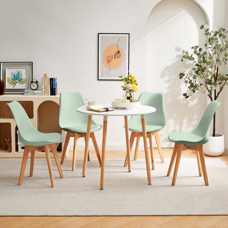 4 - Person Dining Set, White, Tea Green