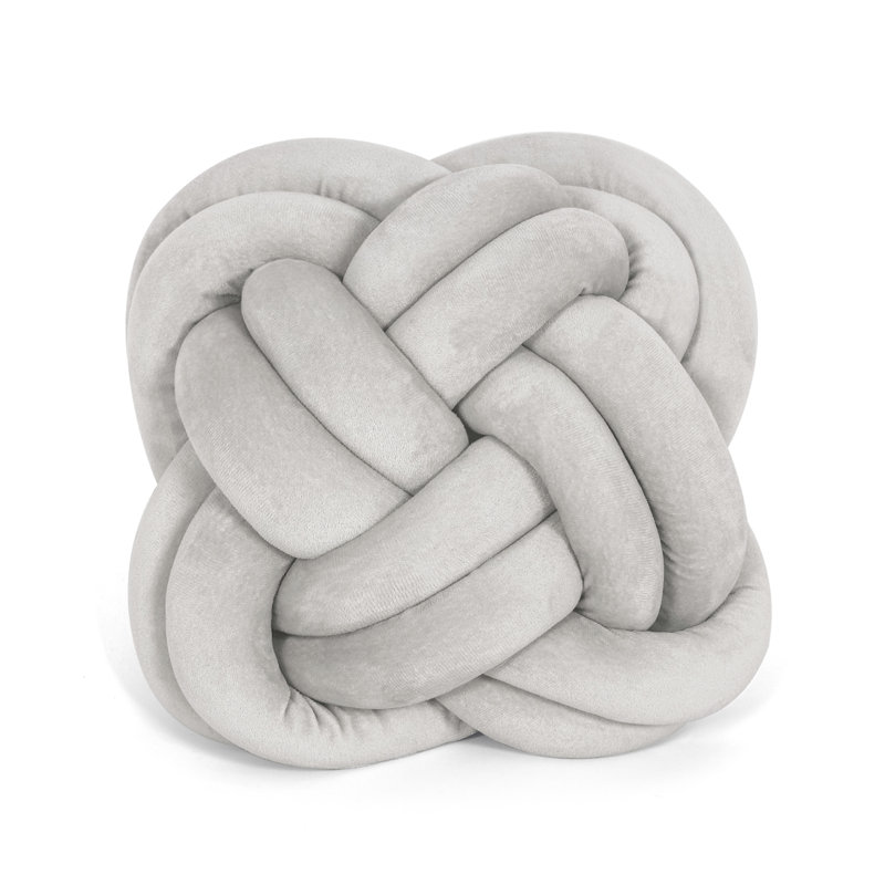 Velvet Knot Throw Pillow, Gray