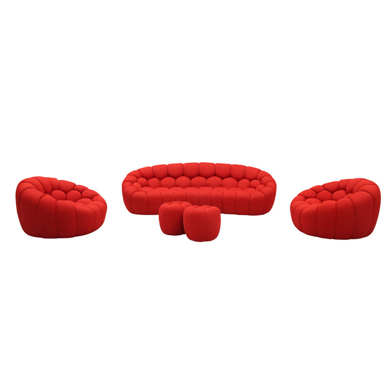 Modern 104" Upholstered 3-seater Sofa, Red Microfiber / Microsuede