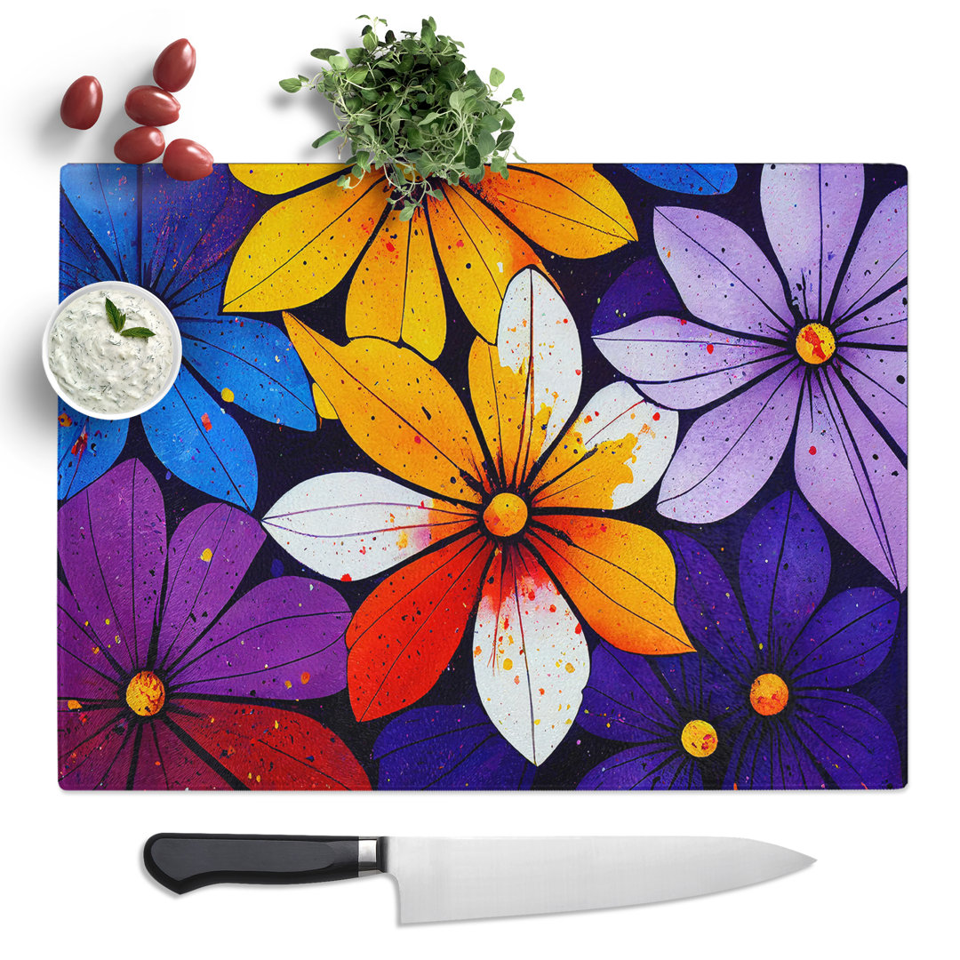 Wonderful Flower Splash Abstract  Glass Chopping Board