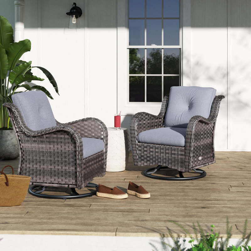 Chaise longue d'extérieur pivotante en osier de qualité supérieure Linkwood, coussins inclus, Gris foncé