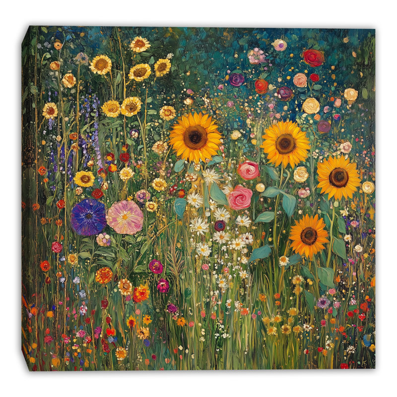 Art mural sur toile Sunlit Garden Field, H 30 po x l 30 po x P 1,5 po