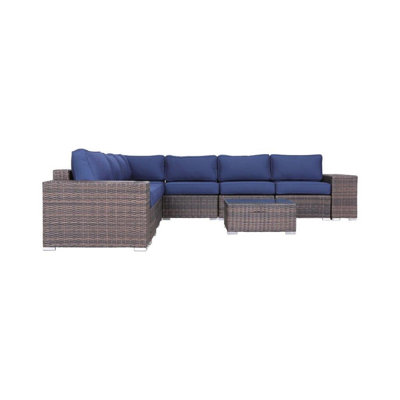 Minnesota Fully Assembled 6 Person Sectional Seating Group With Sunbrella Navy blue Cushions