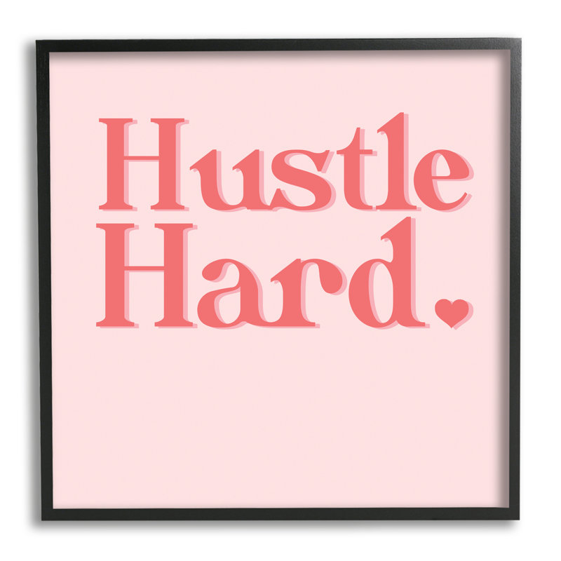 «Pink Hustle Hard cmw-077», art mural personnalisé, H 12 po x l 12 po, Giclée encadrée noir minuit, Oui