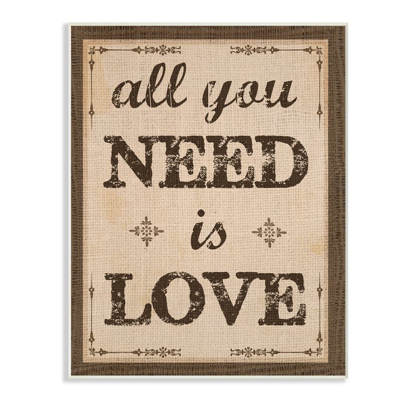 «All You Need Is Love», reproduction d'art textuel sur toile, H 15 po x l 10 po, Plaque murale