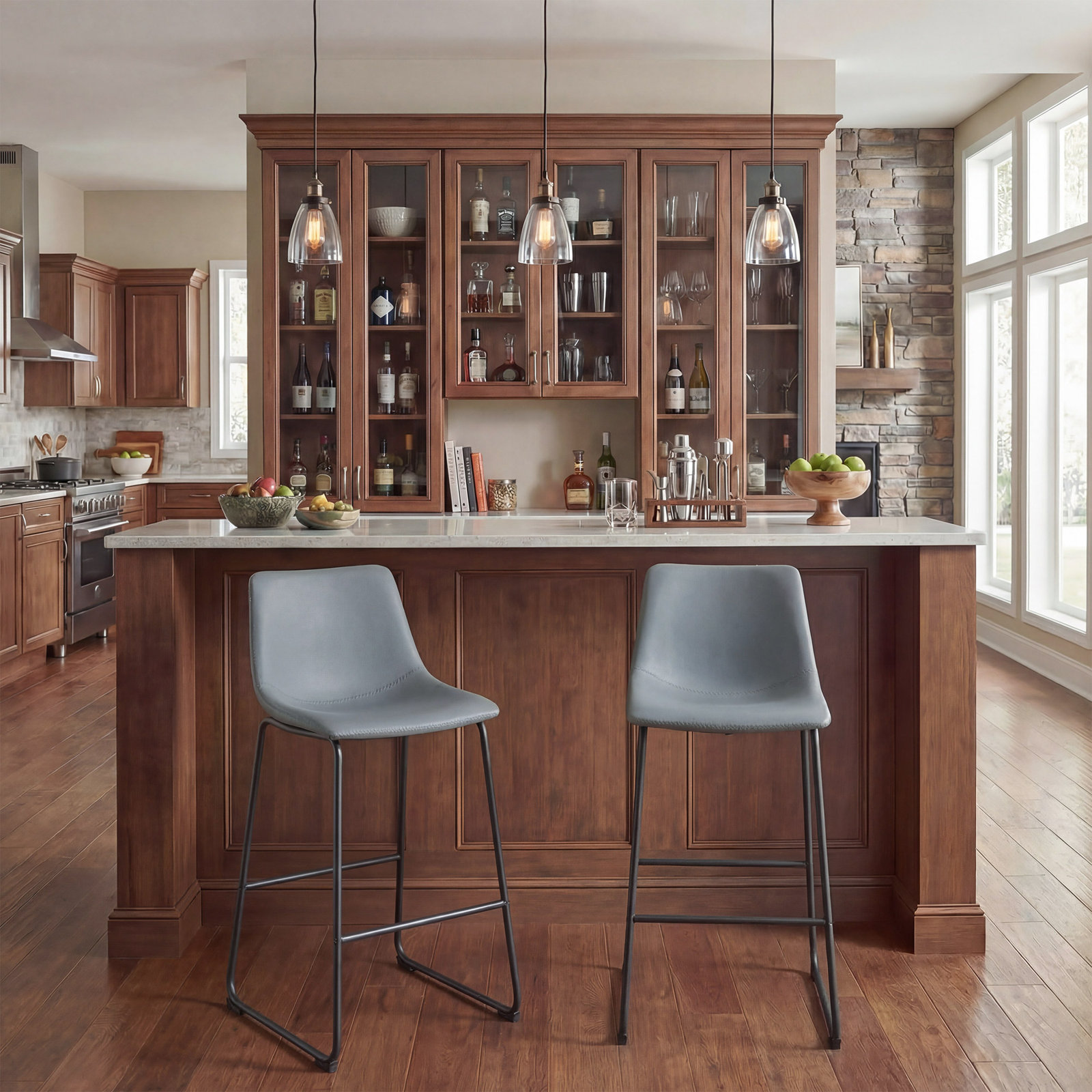 Anke Bar Stool, Gray, Bar Stool (29" Seat Height)