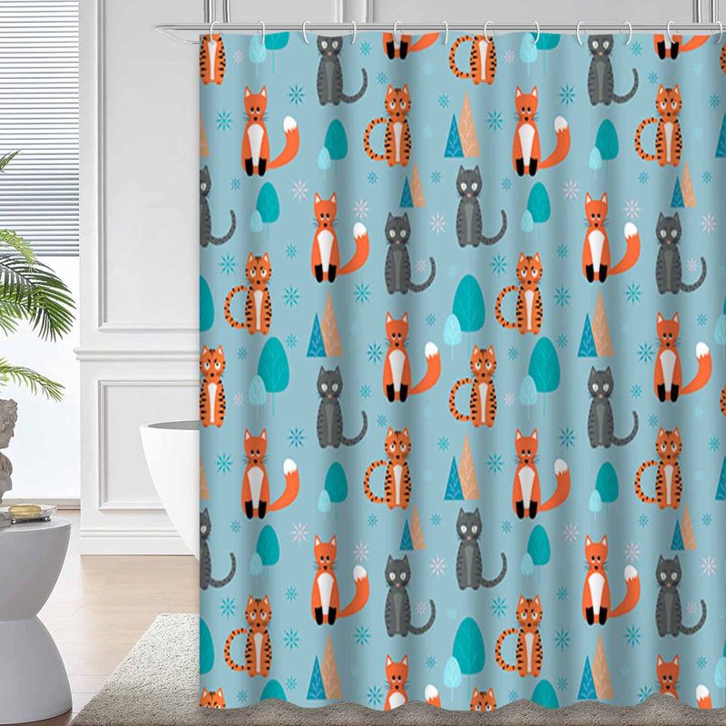 Rideau de douche mignon avec 12 crochets, L 72 po x l 72 po