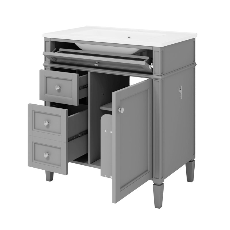 Meuble-lavabo de 30 po avec lavabo supérieur, Gris