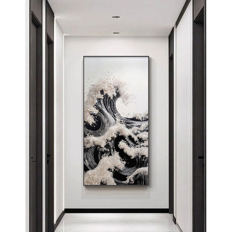 Murale moderne en céramique moderne et minimaliste noir et blanc, H 78,74 po x l 39,37 po x P 1,57 po