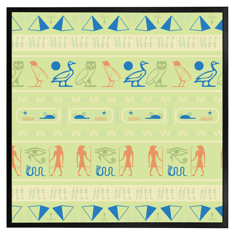 Culbreth Hieroglyphic Egyptian Language Symbols - Single Picture Frame Print, 31cm H x 31cm W x 4cm D, Black Framed