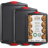 Baking Sheet Set, 3-Piece Cookie Sheet Set With Silicone Handles, Steel Baking Pans Set, Durable Baking Sheets For Oven, BPA Free Cookie Sheets For Baking Nonstick Set, Sheet Pan