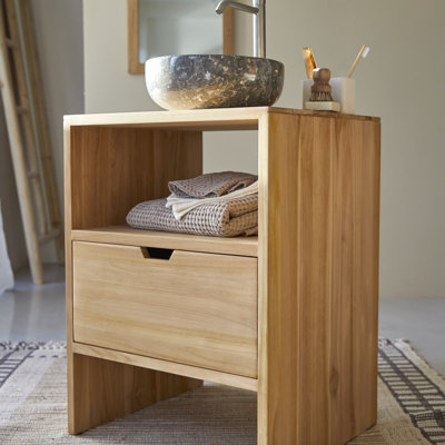 60cm Single Bathroom Vanity Base Only in Natural
