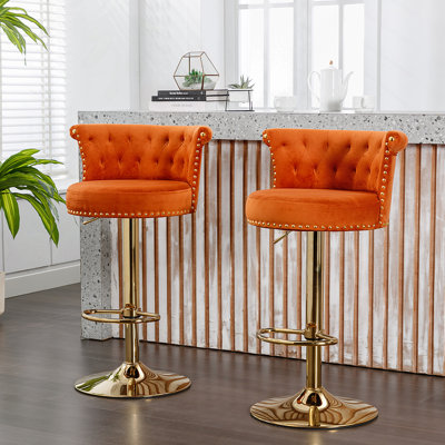 Chaise de bar fabriquée à la main avec hauteur réglable en un clic, rotation à 360 °, coussin moelleux, idéale pour la cuisine, la salle à manger et le café