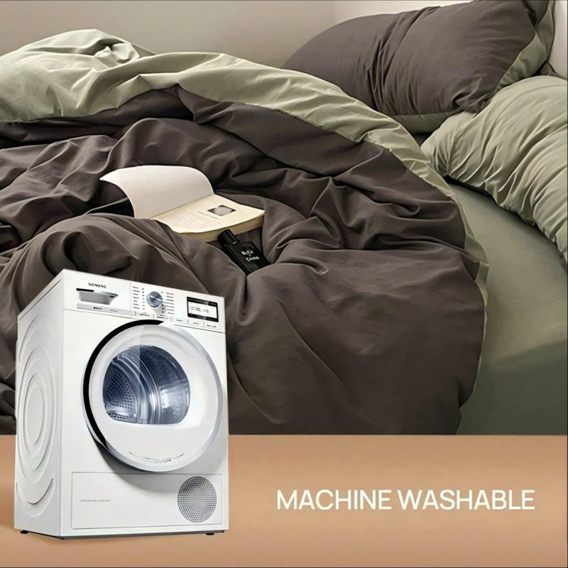 Ensemble de housse de couette 3 pièces dégradé gris-vert doux et doux pour la peau